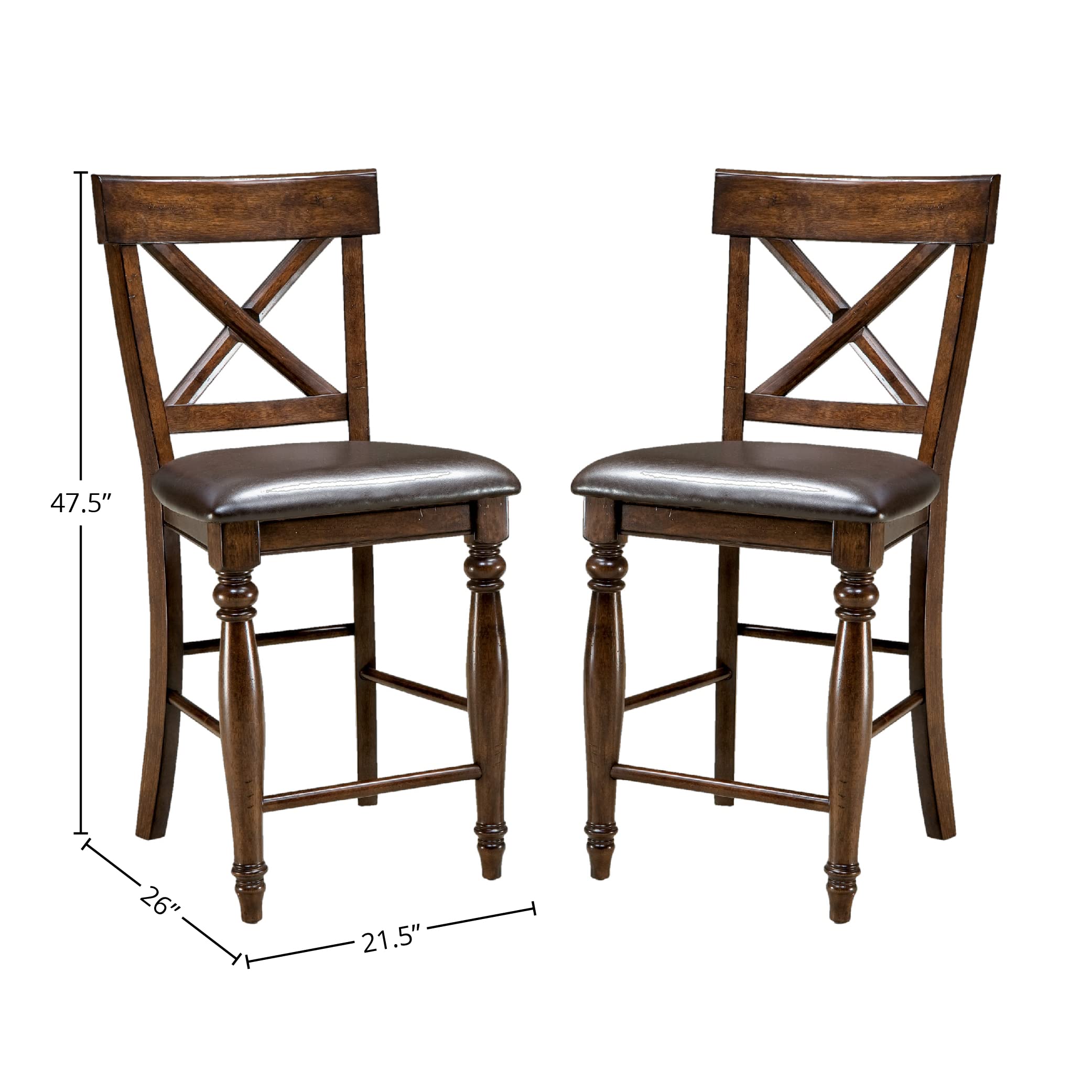 Imagio Home Kingston 24" X-Back Barstool w/PU seat, Set of 2