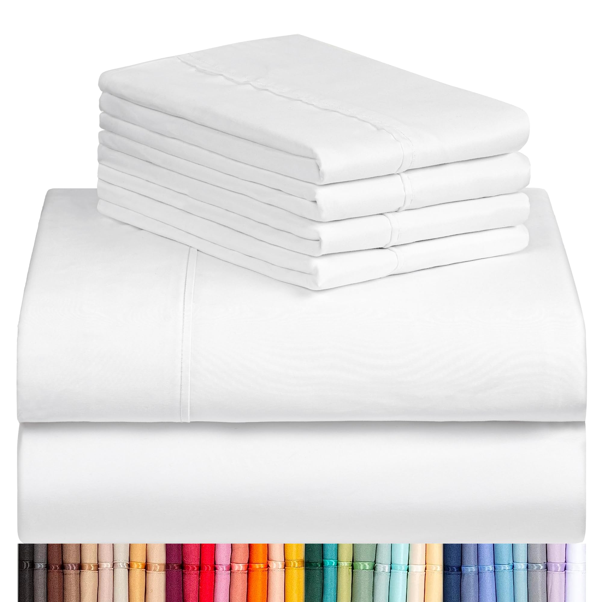 Luxclub 6 Pc Full Size Sheet Set Bed Sheets Deep Pockets 18' Eco Friendly Wrinkle Free Cooling Bed Sheets Machine Washable Hote