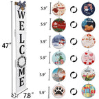 Ecogreda Welcome Sign For Front Porch- 47Inch,Wooden Interchangeable Vertical Home Wall Decor,Standing And Hanging Farmhouse Out