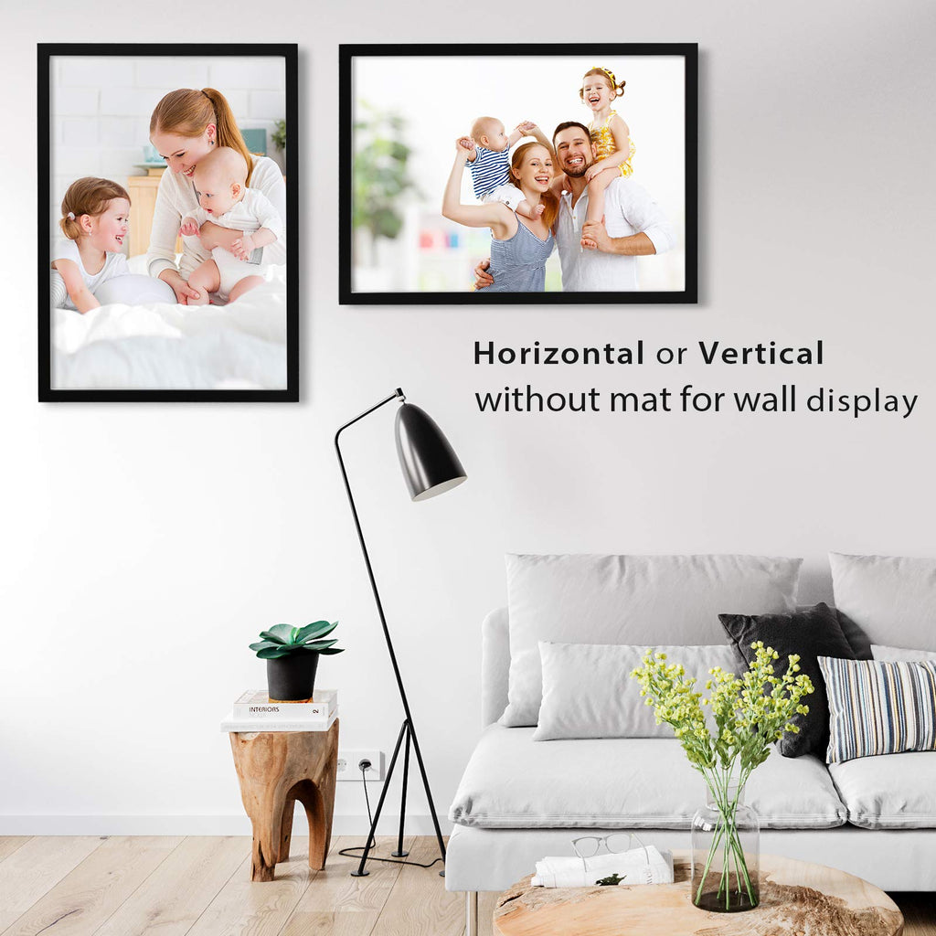 Egofine A2 Picture Frames Set Of 2 Matted For A3 - Solid Wood Acrylic Plexiglass Front For Wall Mounting Hanging Vertically Or H