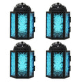 Vela Lanterns Mini Small Decorative Moroccan Candle Lantern Holders, for Home Decor, Patio, Weddings, Blue, 4pk