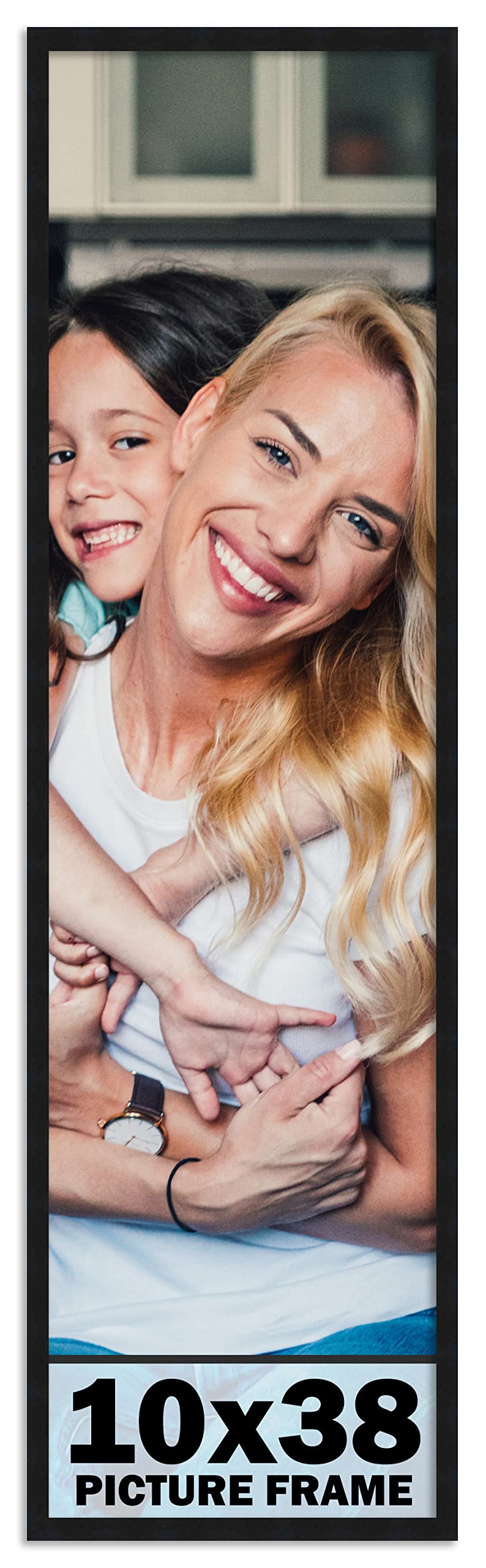10x38 Frame Black Picture Frame - Complete Modern Photo Frame Includes UV Acrylic Shatter Guard Front, Acid Free Foam Backing Bo