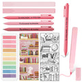 Spakon 7 Pcs Book Lover Gifts Morandi Ballpoint Pens Bible Highlighter Gel Pens Aesthetic Reading List Bookmark Sticky Notes Bac