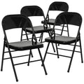 4 Pk. HERCULES Series Triple Braced & Double Hinged Black Metal Folding Chair