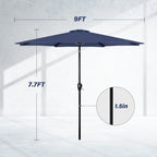 Simple Deluxe 9Ft Outdoor Patio Umbrella Table Market Umbrella With Push Button Tilt And Crank, 8 Sturdy Ribs, Uv Protection Waterproof For Garden, Lawn, Deck, Backyard, Pool, Dark Blue