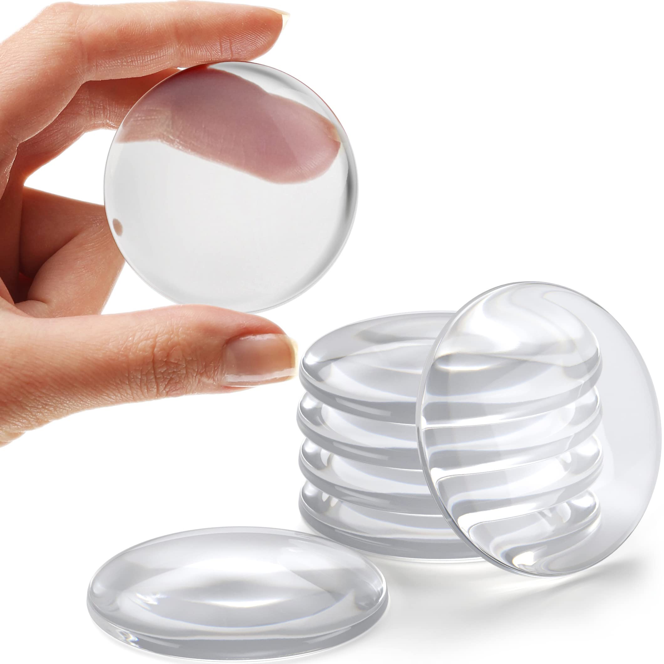 Strongest Wall Door Handle Stopper 2' Set. 6 Pieces Of Clear Rubber Knob, Round Wall Shield Cushion. Guard Door Bumper Wall Pro