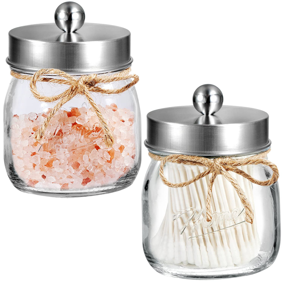 Sheechung Bathroom Organizers And Storage, Qtip Holder, Bathroom Vanity Decor, Mason Jars, Bathroom Accessories Set For Qtips, C