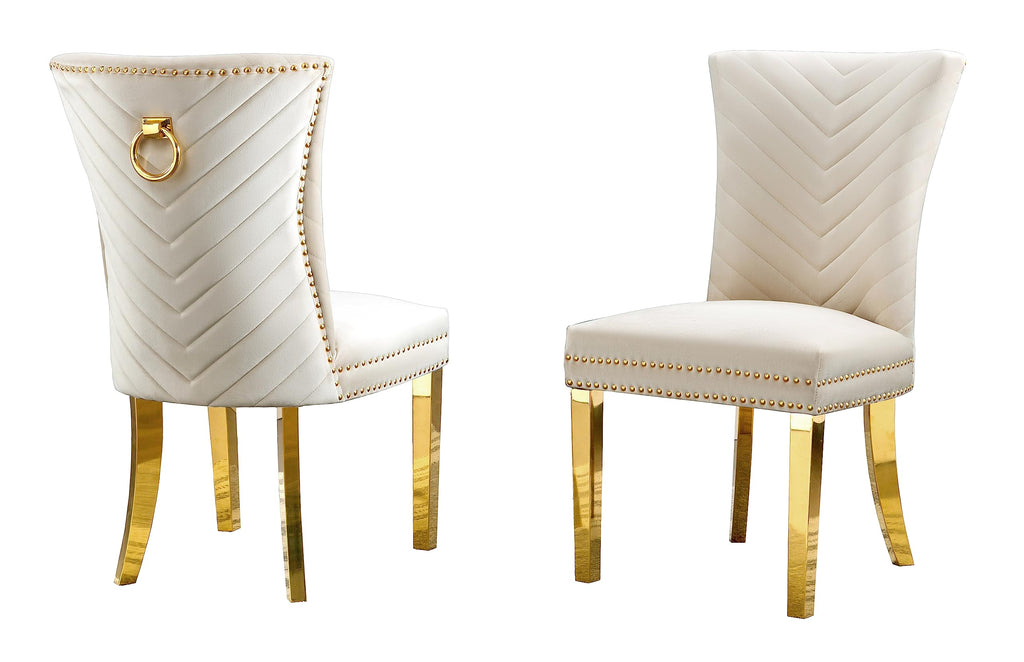Best Quality Furniture SC360-367 Dining Chairs, Cream/Gold