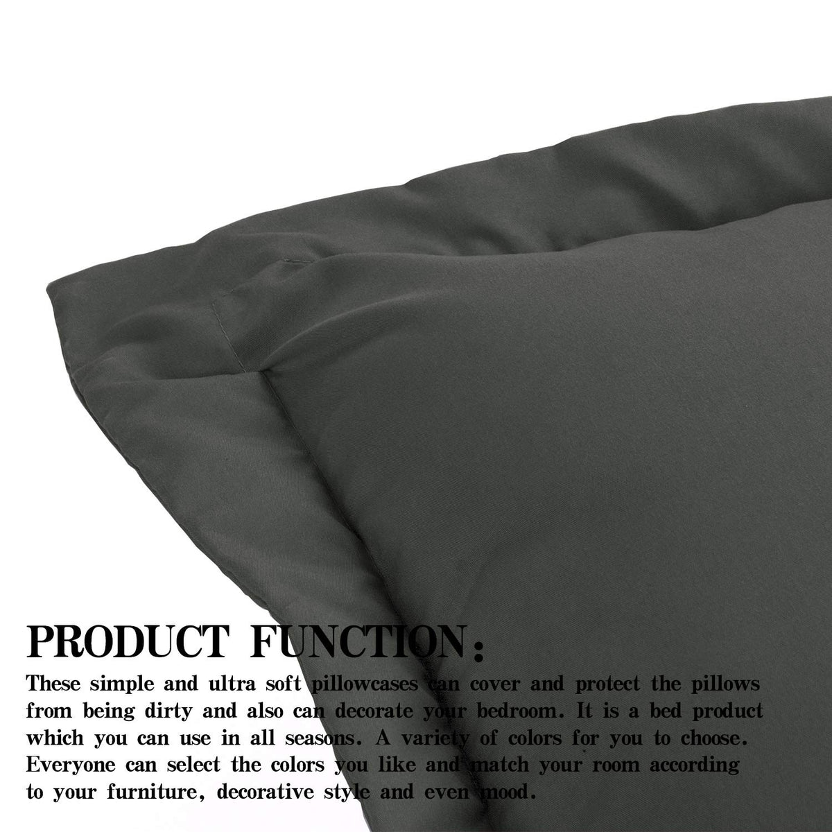 Ntbay 100% Brushed Microfiber King Pillow Shams Set Of 2, Super Soft And Cozy, Wrinkle, Fade, Stain Resistant 20X36 Inches Oxford Pillowcases, Dark Grey