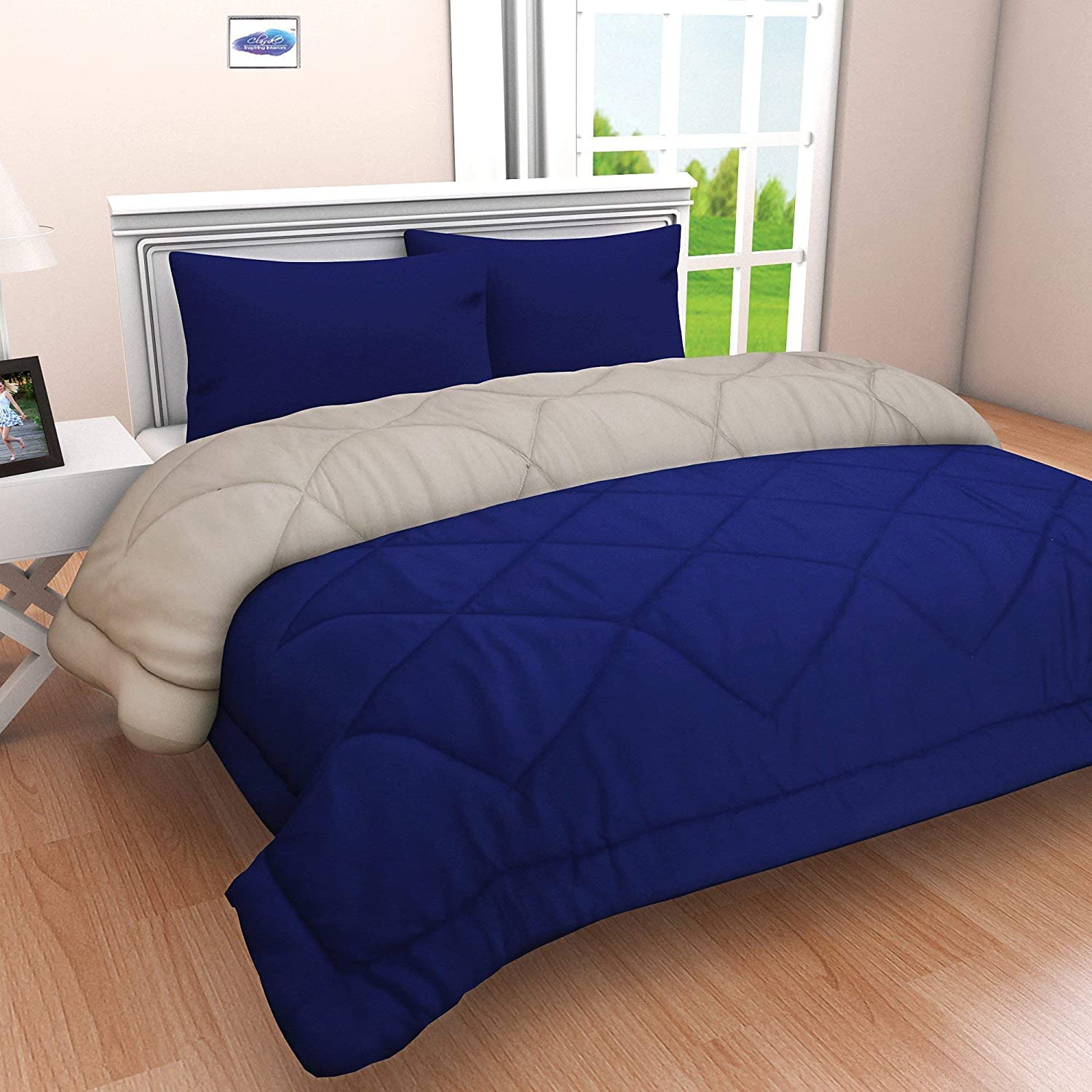 Gangauri Creations All Season Microfiber Reversible Duvet/Blanket/Ac Comforter Special For All Seasons King Size 90 * 100 (Bl