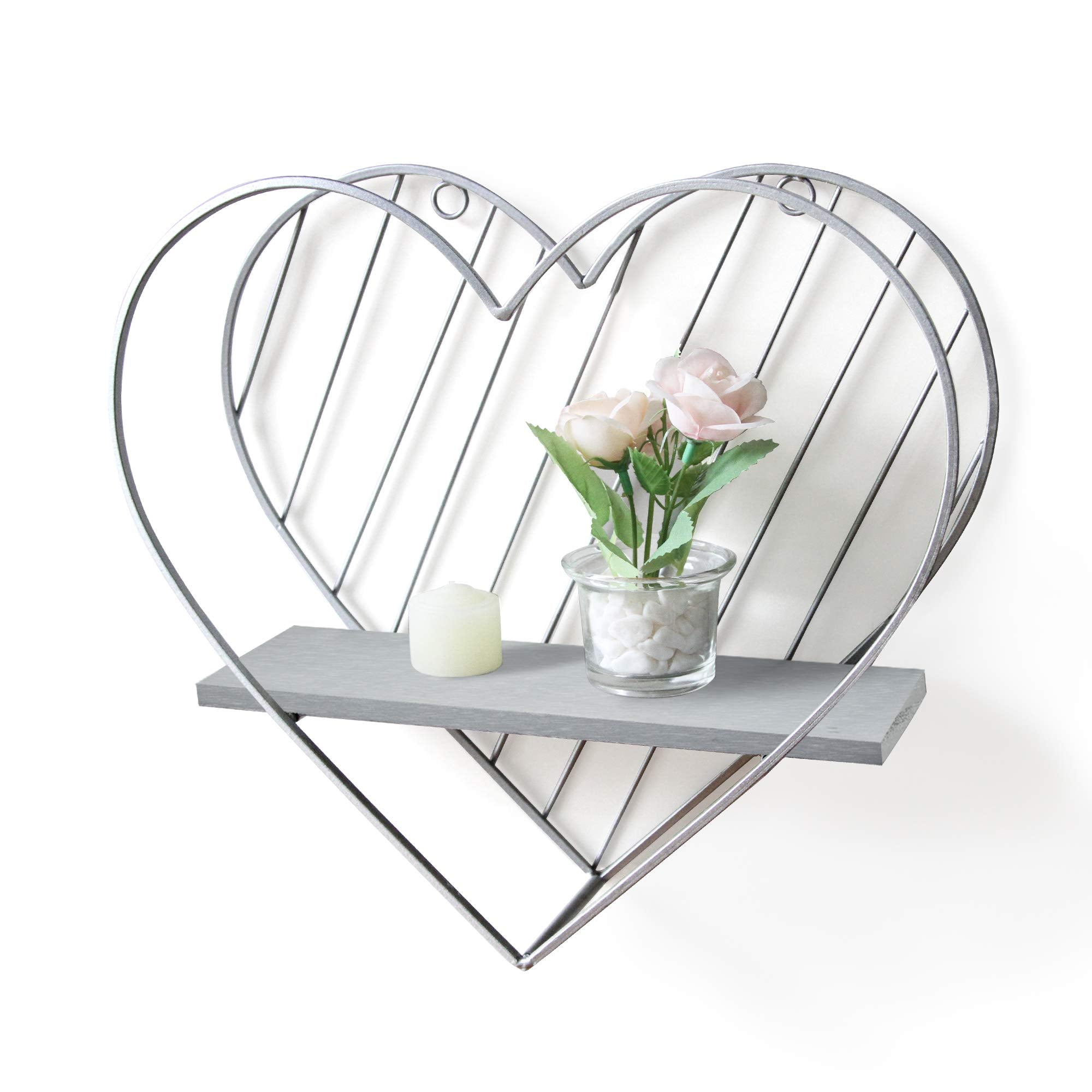 Afuly Wall Shelf Metal Grey Floating Shelves Heart Design Small Shelf Storage Rack Modern Romantic Farmhouse Style Cute Fancy Un