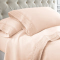Modern Threads Soft Microfiber Crochet Lace Sheets - Luxurious Microfiber Bed Sheets - Includes Flat Sheet, Fitted Sheet with De