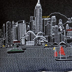 HomeRoots Grey 35' Black Hong Kong Nighttime Skyline Lumbar Decorative Pillow