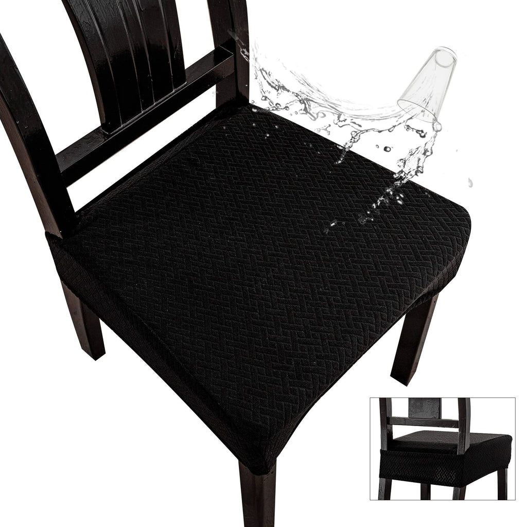 Genina Waterproof Seat Covers for Dining Room Chair Covers Waterproof Dining Chair Covers (6 PCS-Rear-Covered, Black)