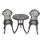 Jardin De Centennial Patio Bistro Set.Rust-Resistant Cast Aluminum Bistro Table Set With Umbrella Hole For Backyard (Leaf Designcopper)