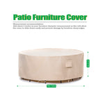F&J Outdoors Patio Furniture Covers Waterproof Uv Resistant Rip-Stop Fabric Round Outdoor Furniture Cover, Beige, 96' Dia X 27.5' H