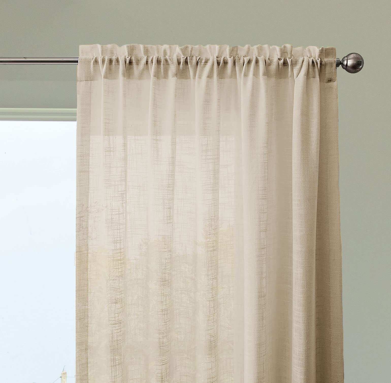 Homemonde Sheer Curtains 7 Feet Long Panels Set Of 2 Transparent Light Filtering Drapes With Rod Pocket Living Room, Office Deco
