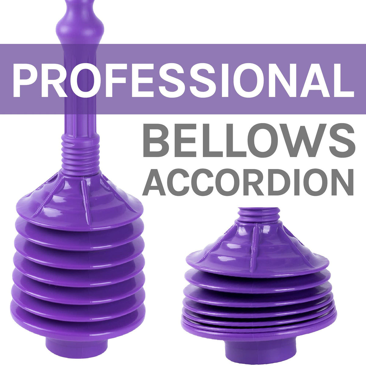 Js Jackson Supplies Purple Bellows Accordion Toilet Plunger With Black Storage Tray