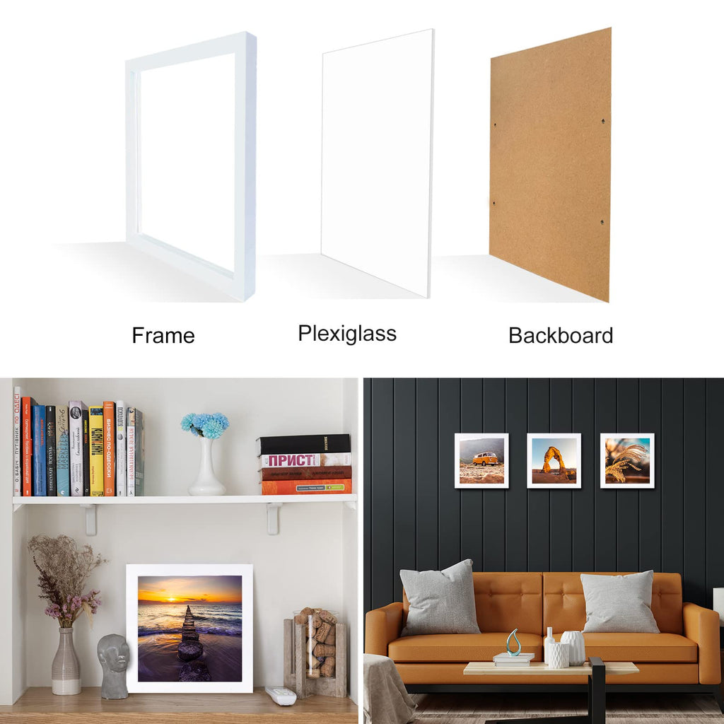 Lekaiya 6X6 White Picture Frames Set Of 2, Square Solid Wood Photo Frame For Tabletop Or Wall Mounting