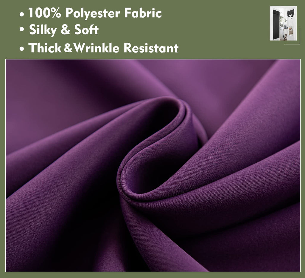 Pi Blackout French Door Curtain,Door Window Shade Privacy Thermal Insulated Long Door Curtain For Glass Door/Sliding Door/Tie Up Shade 1 Panel (W26Xl80,Royal Purple)