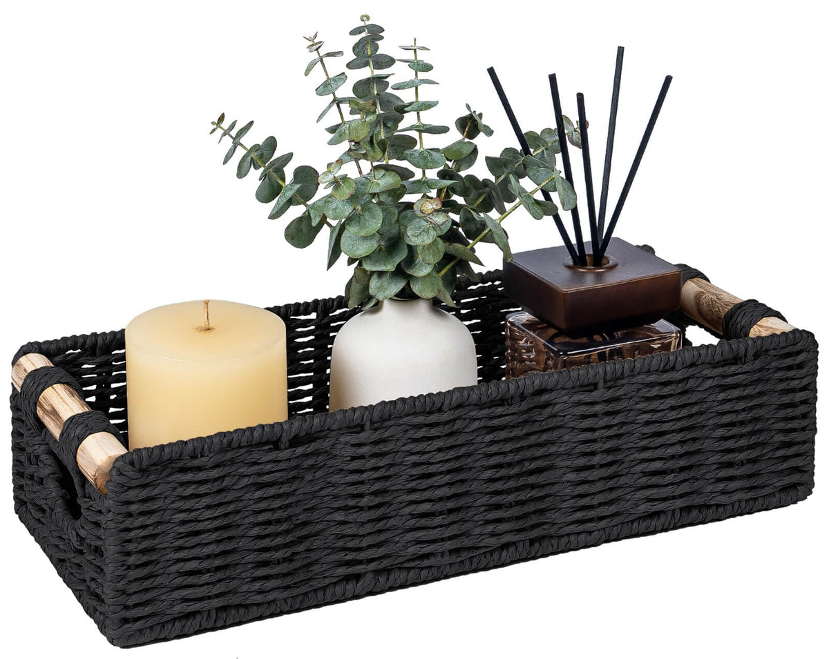 CubesLand Back of Toilet Storage Basket for Organizing W/Cut Out Handle