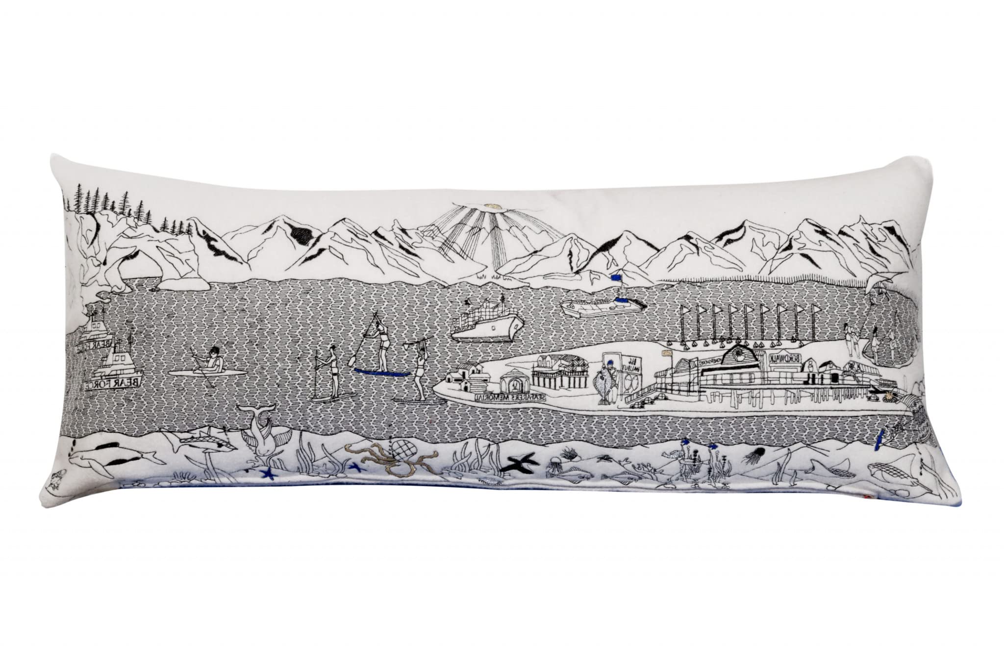 HomeRoots Cream 35' White Homer Spit Daylight Skyline Lumbar Decorative Pillow