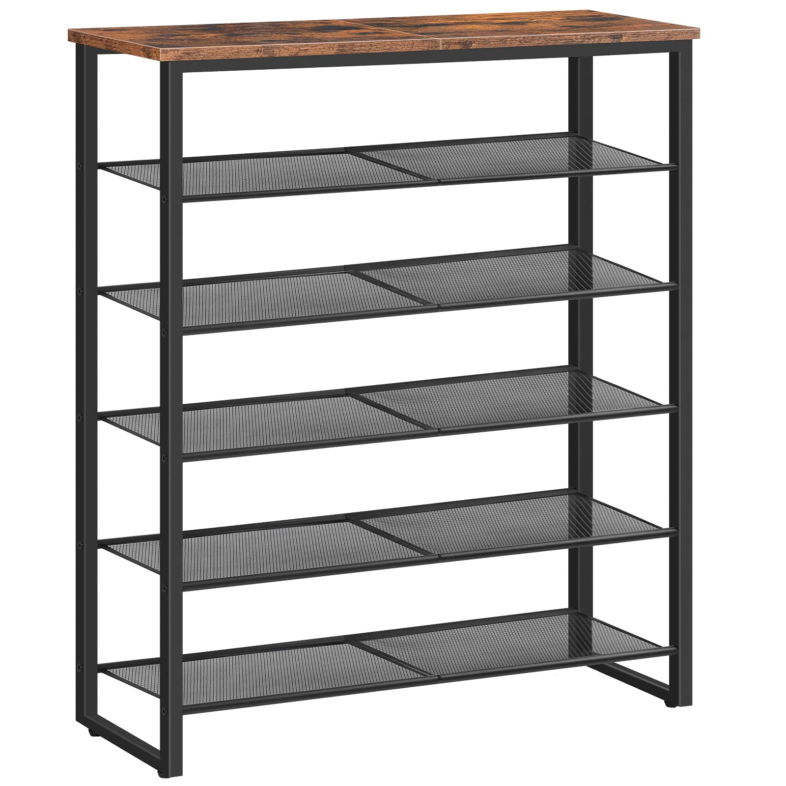 Hoobro Shoe Rack, 6-Tier Shoe Organizer, For 18-24 Pairs Of Shoes, Large Capacity Shoe Storage Shelf, Durable And Stable, For Entryway, Closet, Hallway, Dorm Room, Industrial, Rustic Brown Bf67Xj01G1