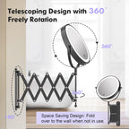 FASCINATE Rechargeable Wall Mounted Makeup Mirror - 8" Double Sided 1X/10X Magnifying, Dimmable Touch Screen, Black, Model FAS_RM381A