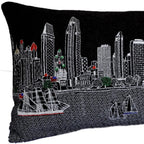 HomeRoots Grey 35' Black San Diego Nighttime Skyline Lumbar Decorative Pillow