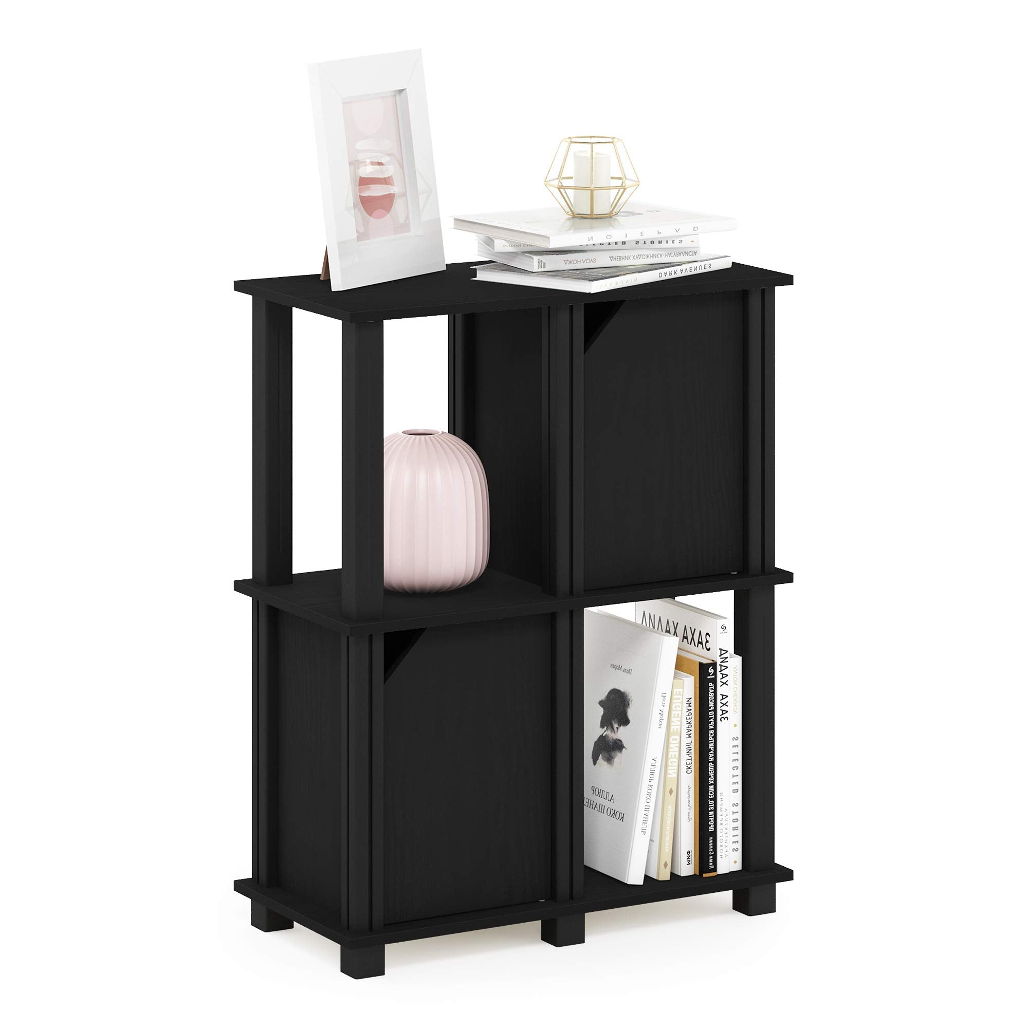 FURINNO Brahms Storage Shelf, 3-Tier, Black Oak/Black