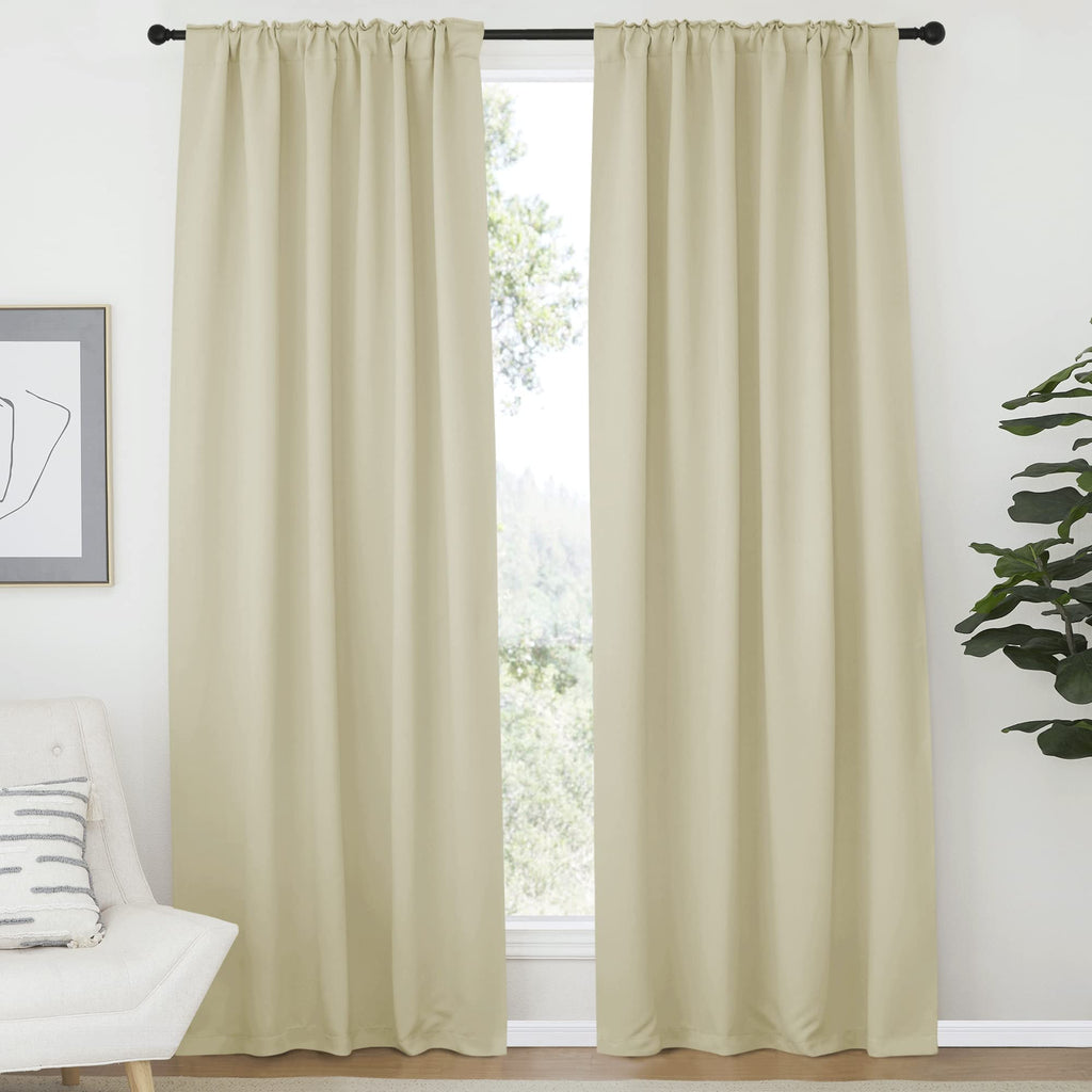 Nicetown Living Room Room Darkening Curtains, Soft And Smooth Fabric Draperies And Panels, Privacy Energy Smart Curtains For Patio Door (Beige, 52' Wide X 84' Long, 2 Pcs