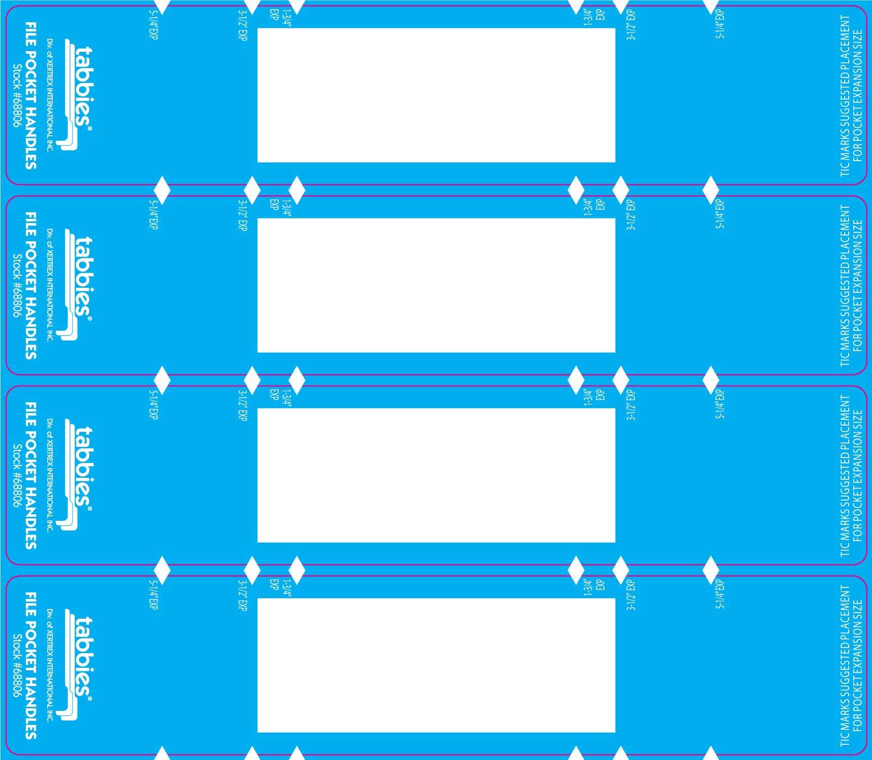 Tabbies 9-5/8 X 2 Inches File Pocket Handles, Light Blue/White, 48 Per Pack (Tab68806), Light Blue, White