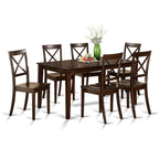 East West Furniture CABO7S-CAP-W 7 Piece Dining Table Set Consist of a Rectangle Kitchen Table and 6 Dining Chairs, 36x60 Inch, Cappuccino