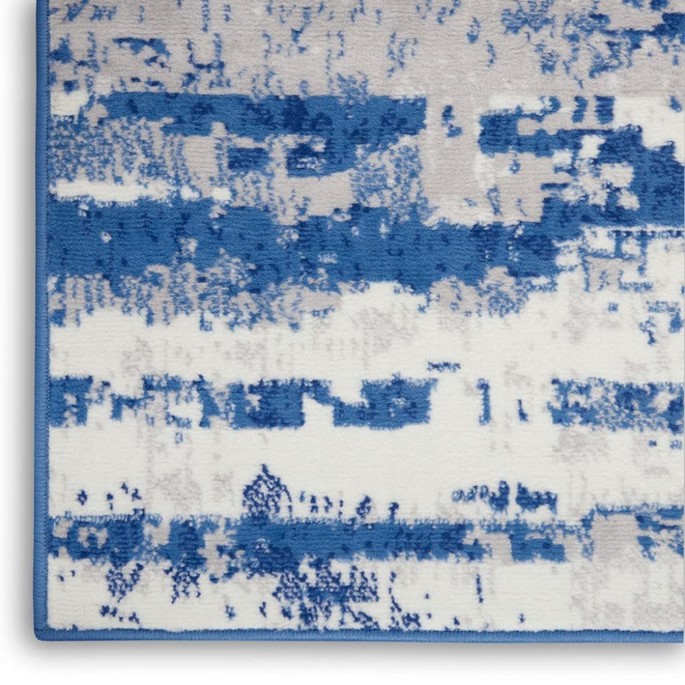 HomeRoots Ivory Navy 100% Polypropylene 5’ x 7’ Ivory and Navy Oceanic Area Rug
