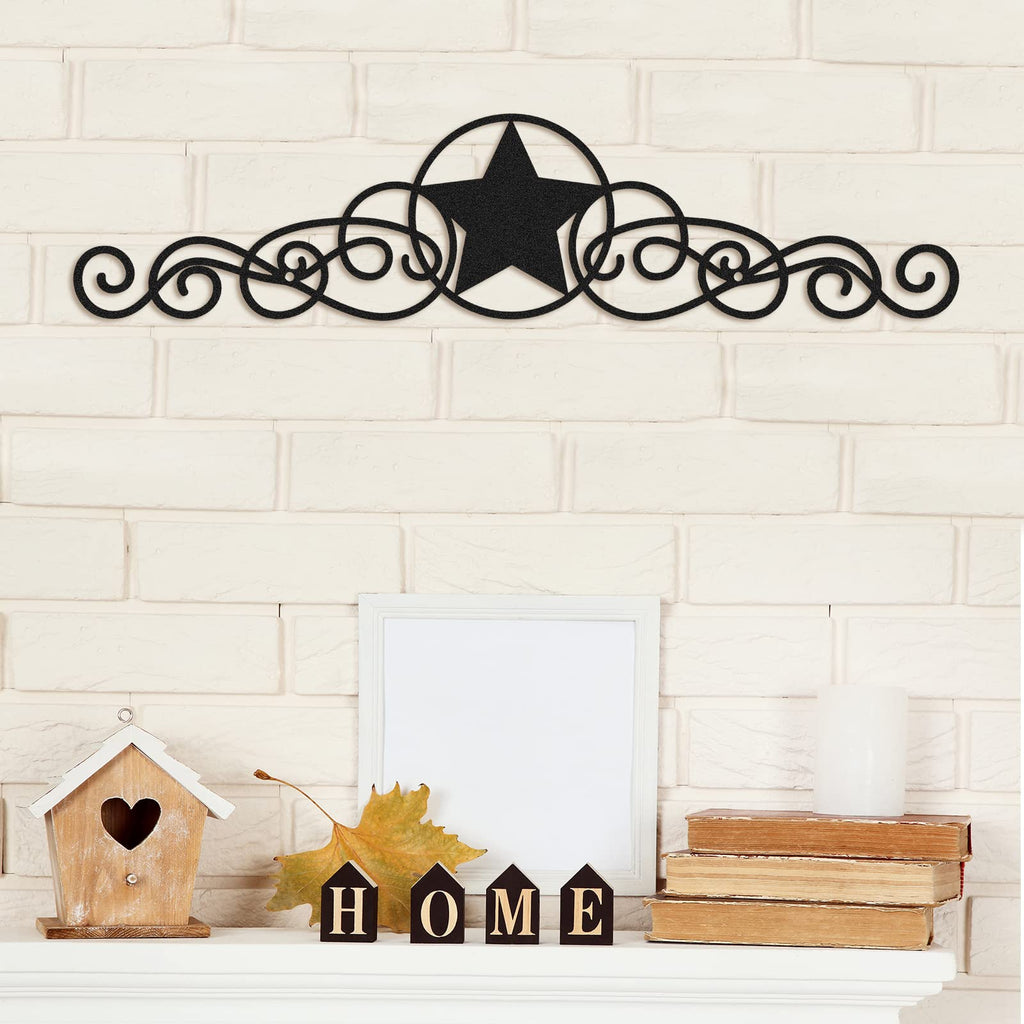 Leifide Metal Star Decor Scroll Wall Decor Black Metal Wall Decor Rustic Metal Star Wall Decor Country Star Decorations For Home
