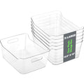 Tiawudi 6 Pack Plastic Storage Bins, Extra Large Pantry Organizer, 13.5 x 10 Clear Storage Containers and Organizer Bins, Multi-