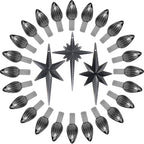 Ceramic Christmas Tree Replacement Lights Bulbs, Black Gray Medium Twist Plastics Pegs Ornaments for Ceramic Tree(87 Bulbs& 3 To