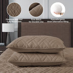 Horimote Home Quilt Set King Size Pine Bark, Classic Geometric Diamond Stitched Pattern, Ultra Soft Microfiber Lightweight Beddi