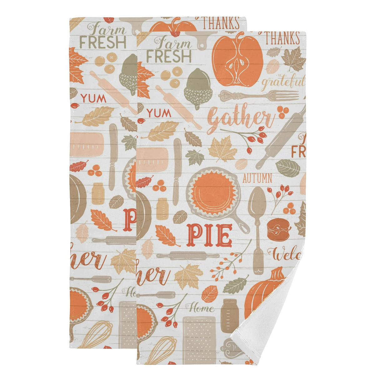 Autumn Leaves Pumpkin Bathroom Hand Towels Apple Pie Baking Fall Kitchen Dish Towel Fingertip Guest Towel Washcloths for Hotel S