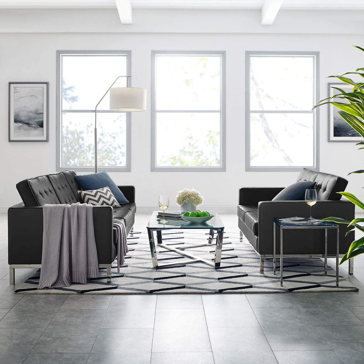 Modway Loft Set, Silver Black