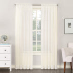 No. 918 Emily Sheer Voile Rod Pocket Curtain Panel, 59'' x 120'', Eggshell