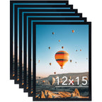 JCJMY 12x15 Black Picture Frame Set of 6, Horizontal and Vertical Formats for Wall Hanging, 12 x 15 Wall Gallery Poster Photo Fr