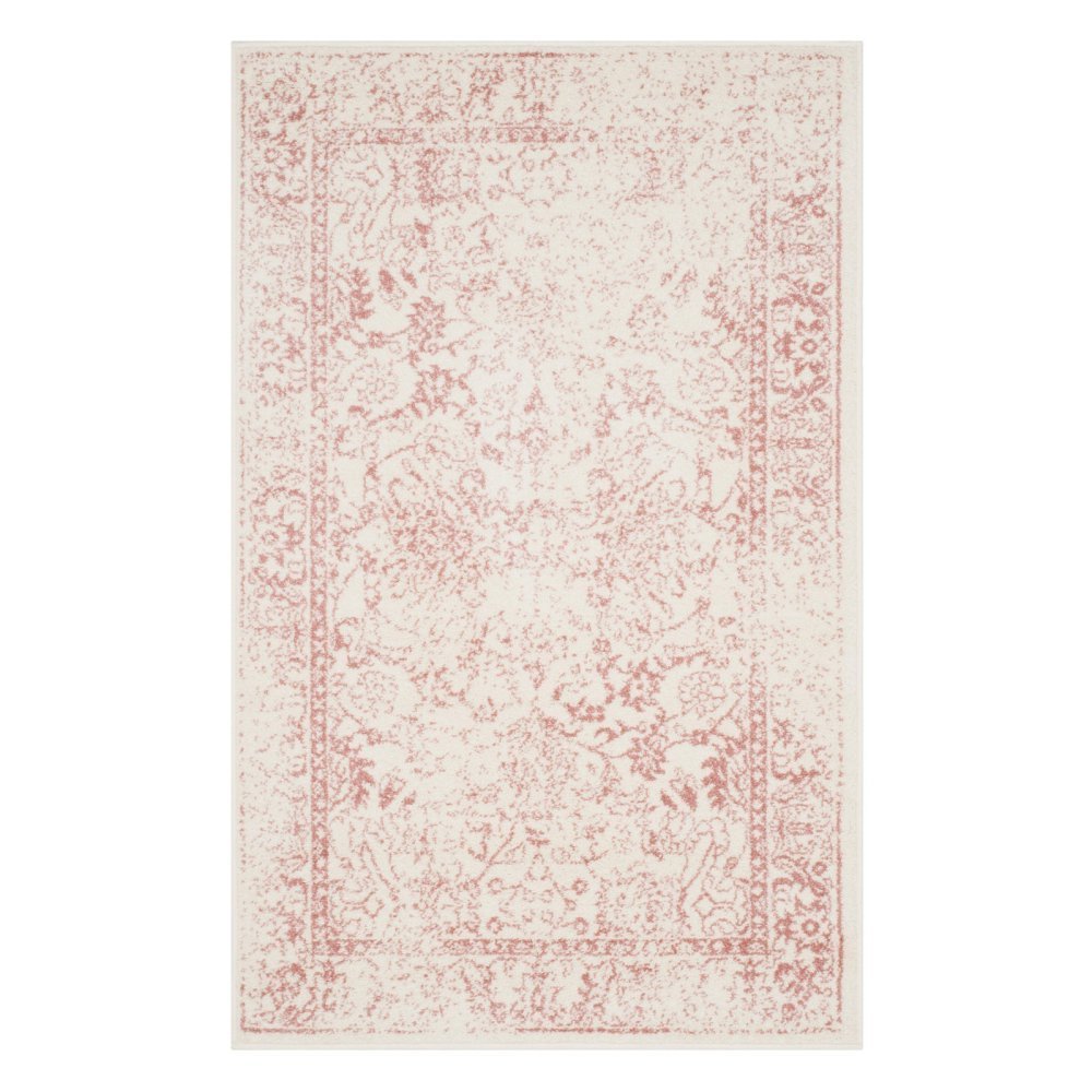 SAFAVIEH Adirondack Collection 6 Square Ivory / Rose ADR109H Oriental Distressed Non-Shedding Living Room Bedroom Dining Home O