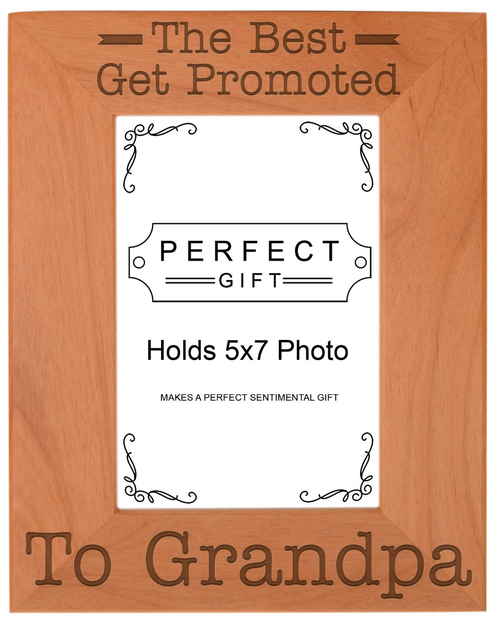 ThisWear Gift for Grandpa Best Get Promoted to Grandpa Natural Wood Engraved 5x7 Portrait Picture Frame Wood