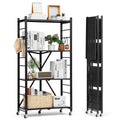 VEVOR 4-Tier Foldable Storage Shelf, 28W x 13D x 54H Inch Folding Metal Rack Shelving Unit, No Assembly Organizer Shelf with 5 W