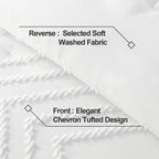 Andency White Comforter Queen, Boho Soft Fluffy Warm Lightweight Bedding Comforter Sets For Queen Bed, 3 Pieces Chevron Tufted Aesthetic Microfiber Lightweight Comforter Set