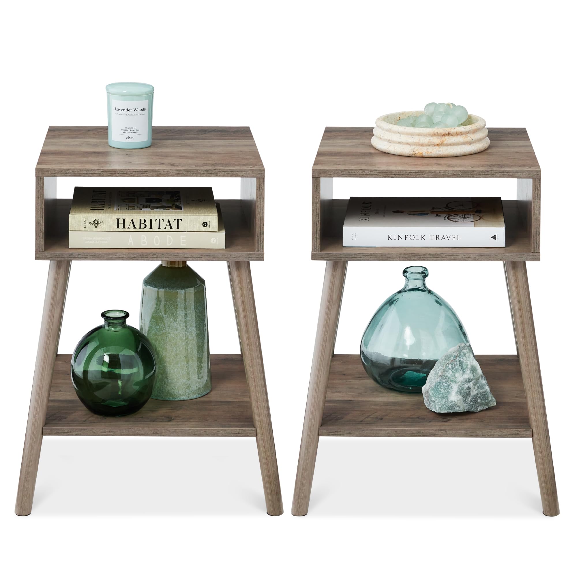 Best Choice Products Mid-Century Modern End Table Set of 2, Side Accent Furniture for Living Room, Den, Sitting Room, Space Savi