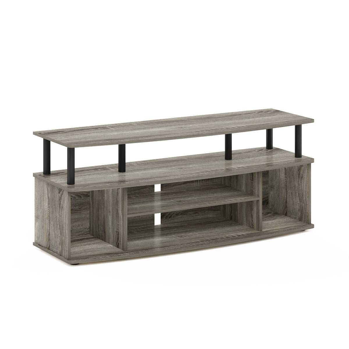 Furinno Large Entertainment Center Hold up to 55-in TV, Wood, French Oak/Black, 40.1 (D) x 119.9 (W) x 49.8 (H) cm