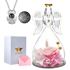 Mothers Day Birthday Gifts For Women, Mom Gifts,Preserved Real Rose With Angel I Love You Necklace Romantic Gifts For Her, Etern