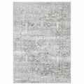 HomeRoots 510659 8 x 10 ft. Sage Green Gray Ivory & Silver Oriental Printed Stain Resistant Non Skid Rectangle Area Rug